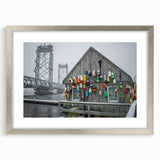 Textured abstract art print of a Maine landscape in muted earth tones on a framed canvas, ideal for bedroom art.