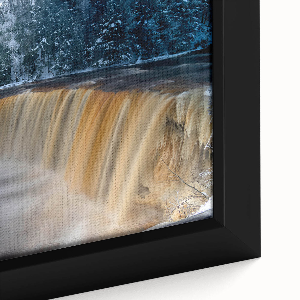 Extra large framed canvas featuring a textured depiction of Michigan's Upper Peninsula in black with colorful art accents.