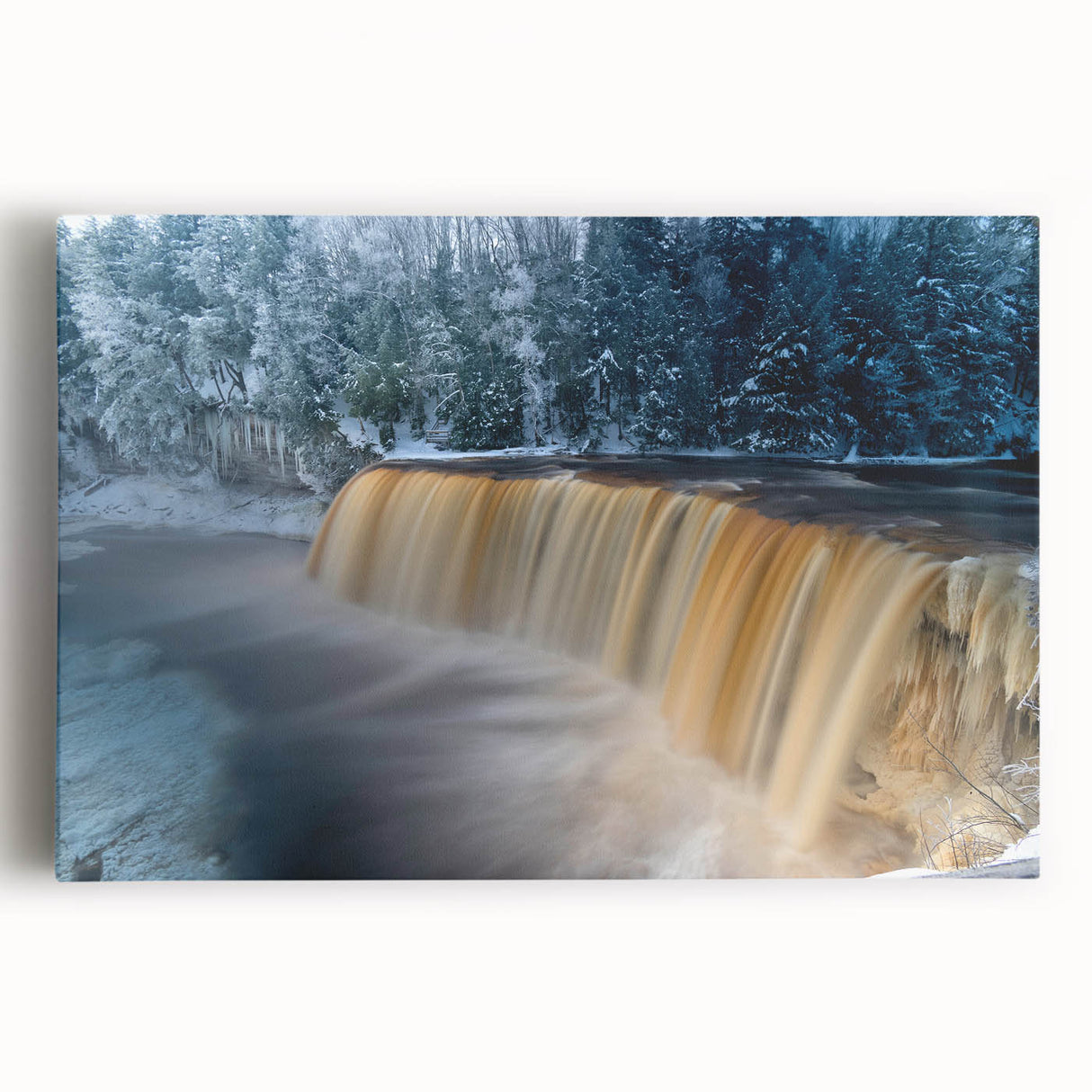 Black and white photograph of Michigan's Upper Peninsula on stretched canvas, suitable as large kitchen art.
