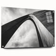 Acrylic print of St. Louis skyline in muted blues and grays, suitable for bedroom or dining room decor.