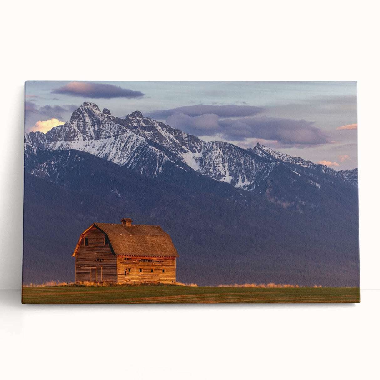 Black and white photo of Montana scenery on large stretched canvas, ideal for kitchen wall art or bedroom ambiance.