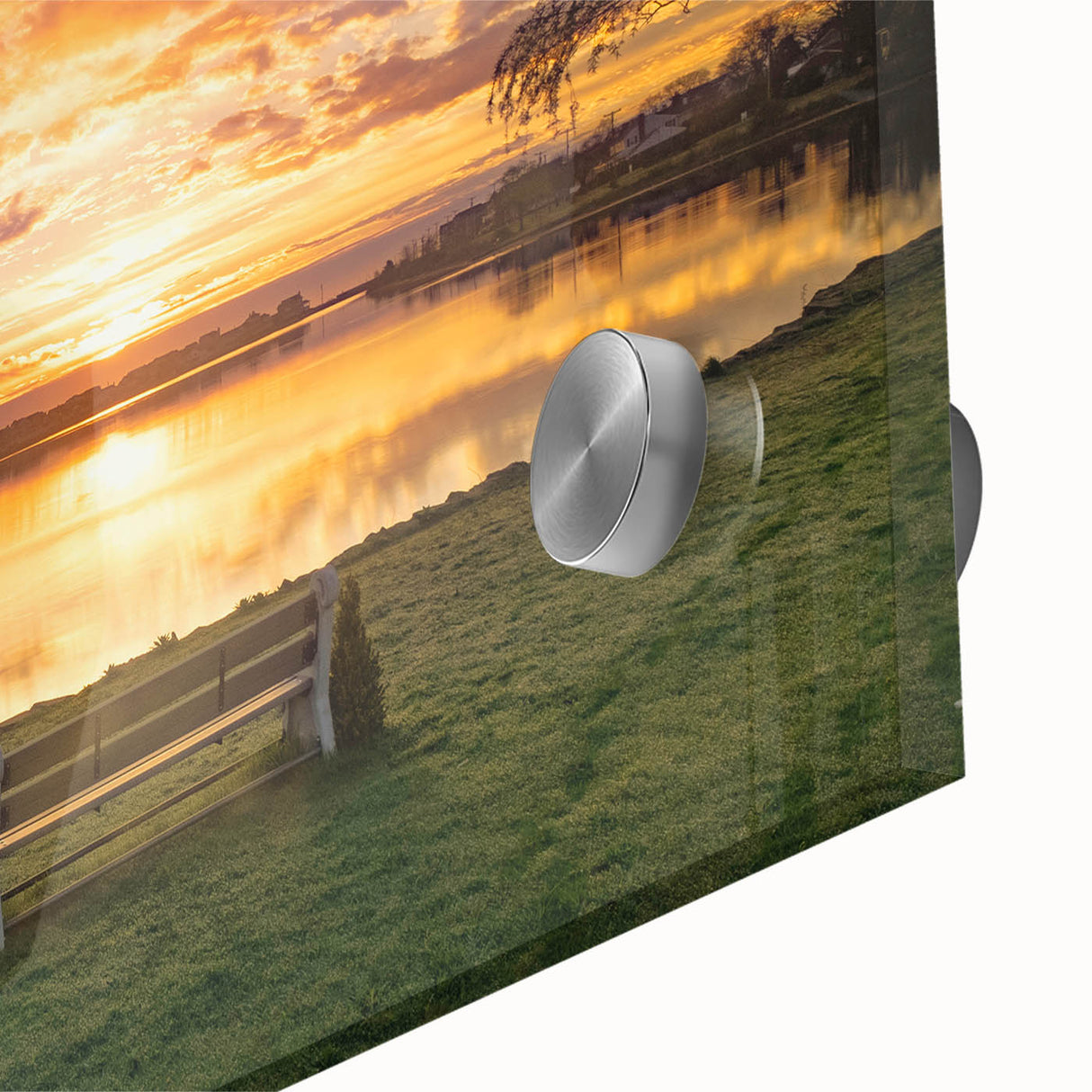 Large abstract wall art featuring a mid-century modernist design in muted earth tones on acrylic glass.