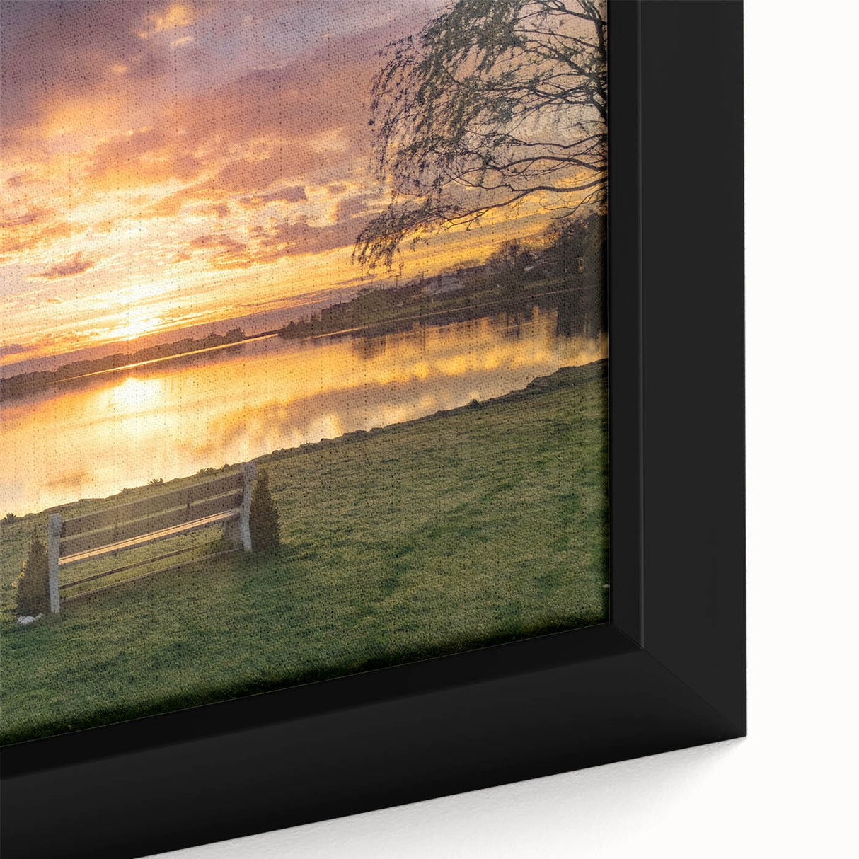 Extra large black wall art depicting a textured New Jersey scenery in vibrant colors on a framed canvas.