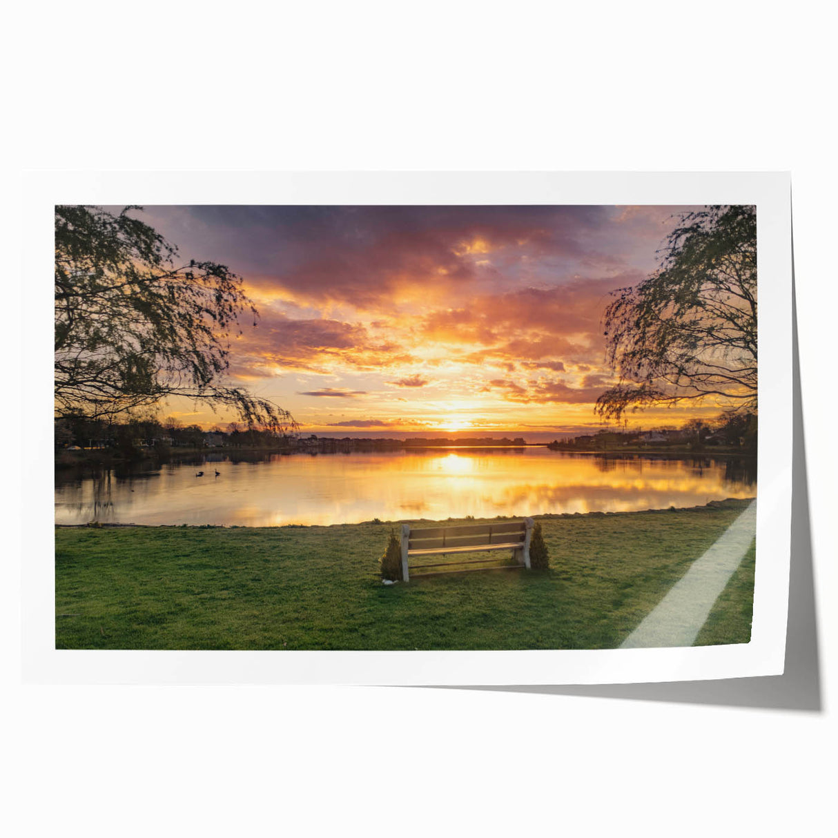 Extra large rolled print of New Jersey scenery with vibrant floral art, ideal for dining room wall decor.