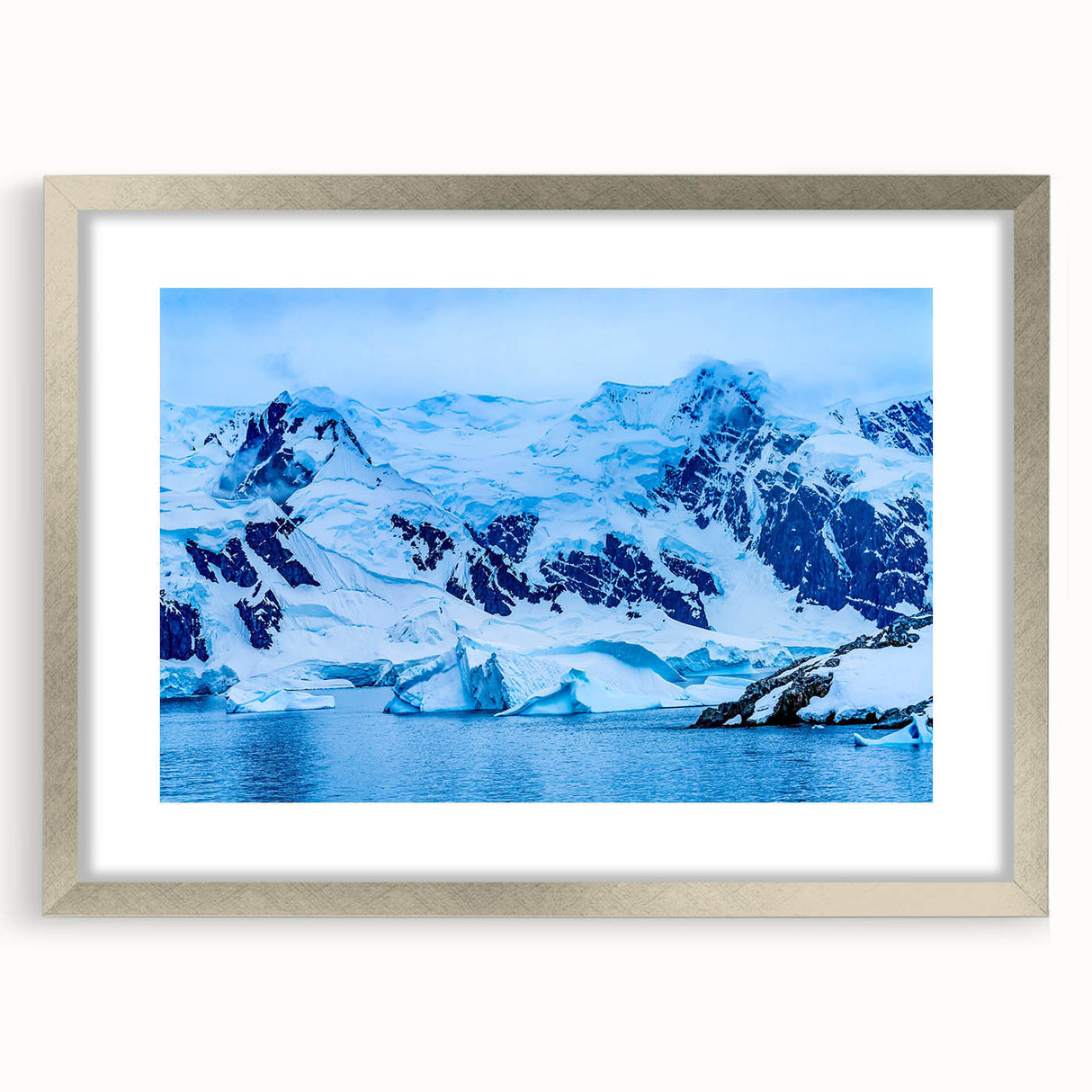 Textured abstract art print of Charlotte skyline in muted gray and blue tones on a framed canvas, suitable for bedroom decor.