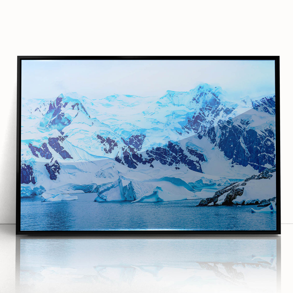 Large abstract wall art of Charlotte skyline, in muted gray and black, framed acrylic print.