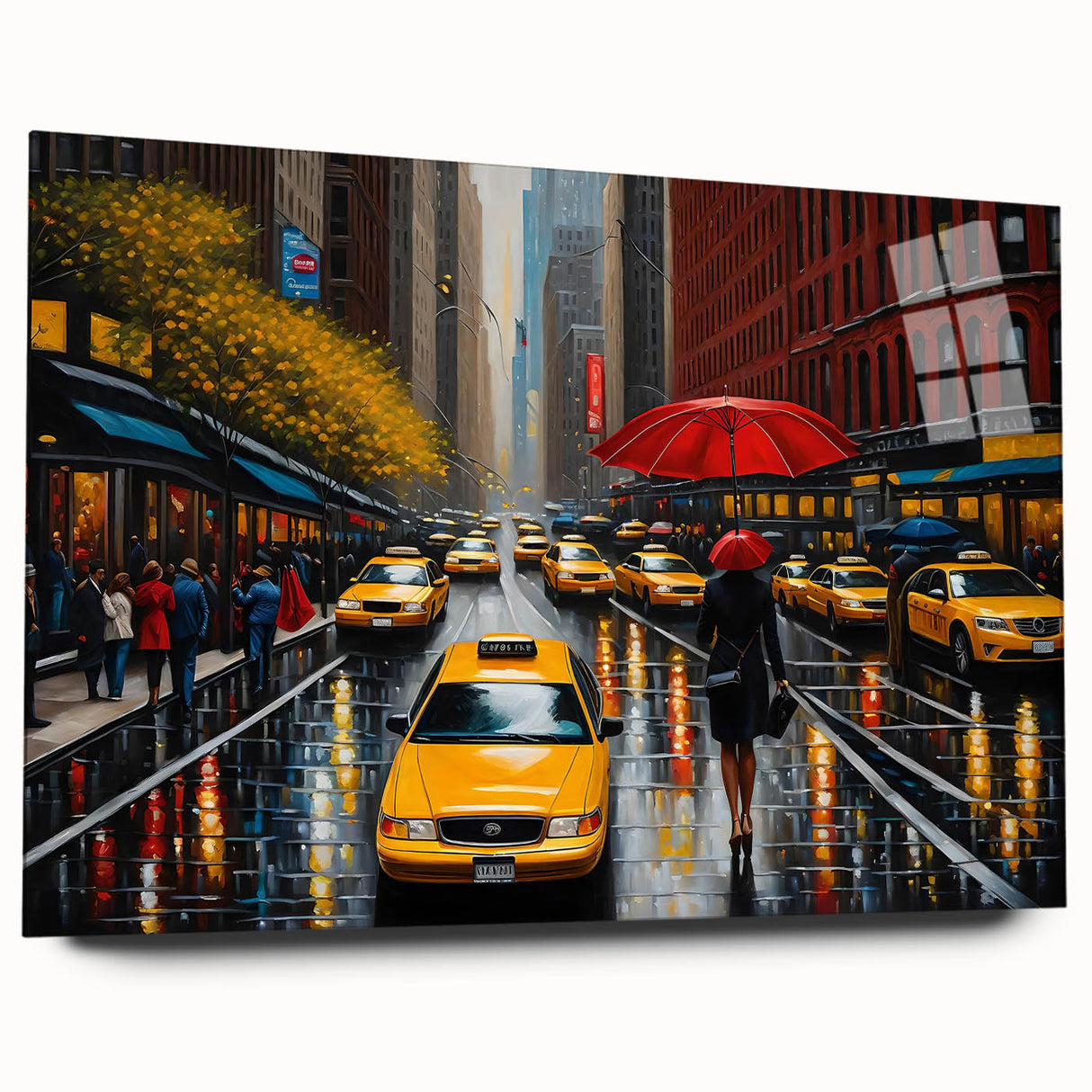 Large abstract depiction of Manhattan skyline in muted gray tones on acrylic glass, suitable for bedroom or dining room art.