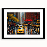 Extra large framed abstract art print depicting a colorful, textured depiction of Manhattan skyline.