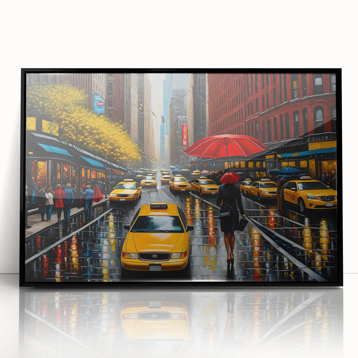 Large abstract wall art depicting the Manhattan skyline in muted black and grey tones on a framed acrylic panel.