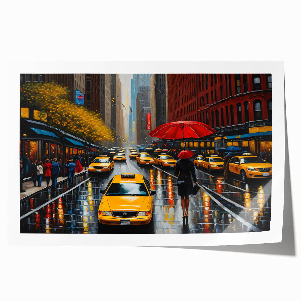 Rolled print of Manhattan skyline in muted gray tones, ideal for art wall dining room.
