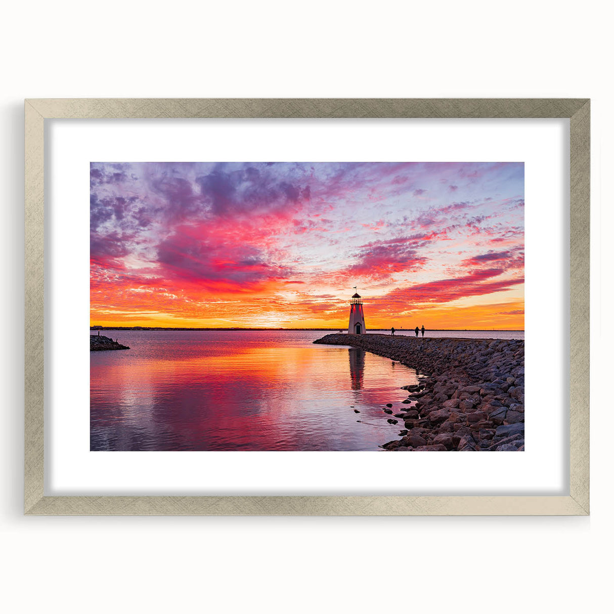 Textured abstract art print of Oklahoma scenery in muted earth tones on a framed silver mat, ideal for bedroom art.
