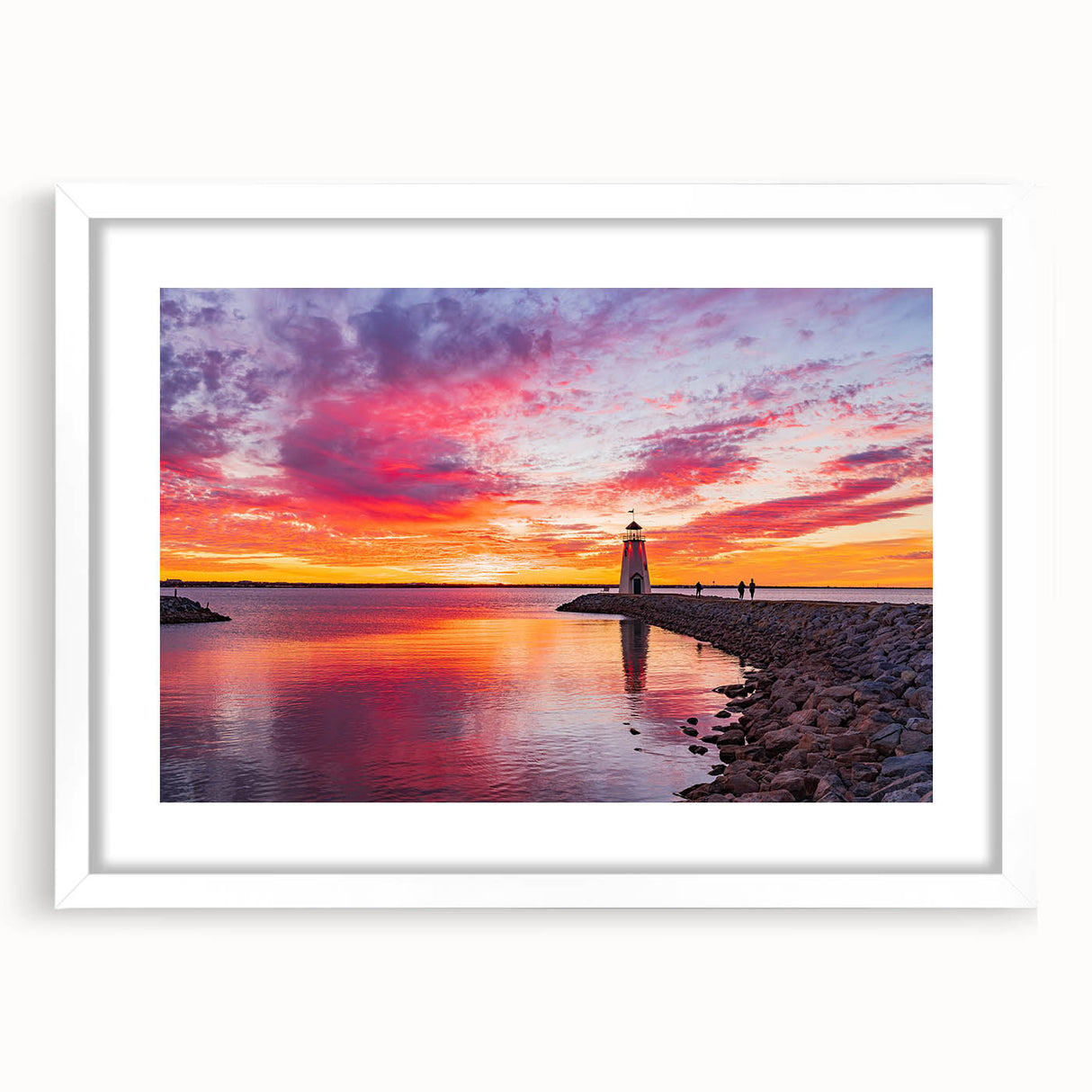 Abstract art print of Oklahoma scenery in muted earth tones, framed with a white mat.