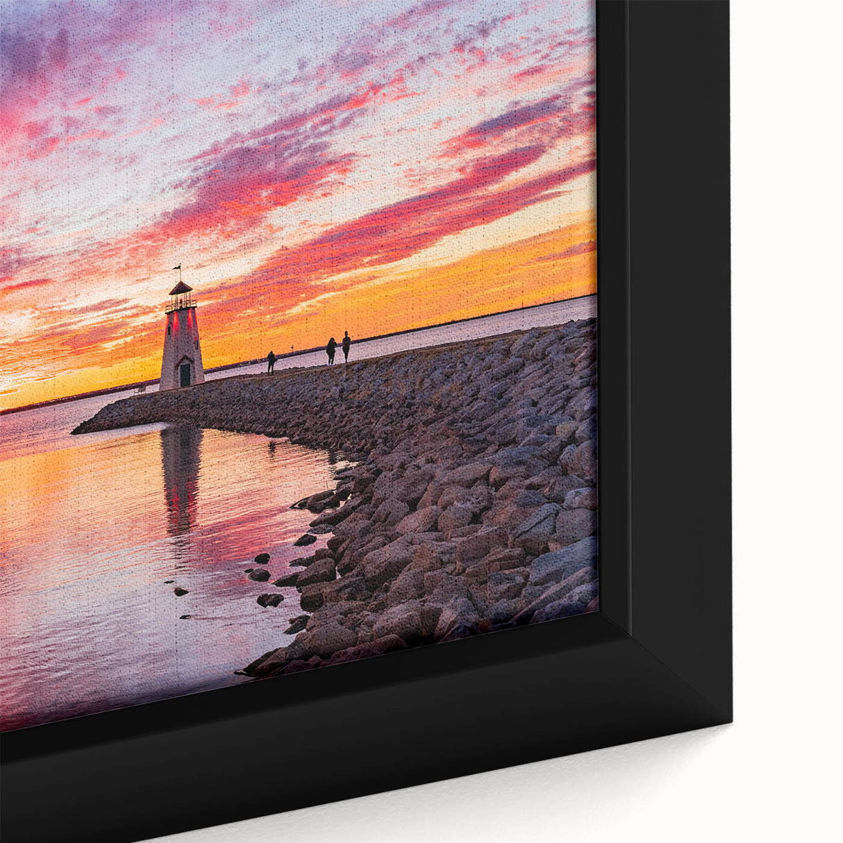 Close-up of extra-large black wall art featuring textured Oklahoma scenery on framed canvas, with vibrant colors.
