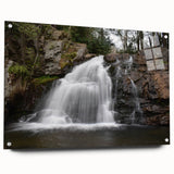 Acrylic print of a large abstract depiction of Pennsylvania scenery in muted earth tones.