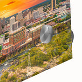 Large abstract wall art print of Virginia scenery in muted earth tones on acrylic glass, ideal for dining room ambiance.