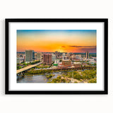 Extra large abstract art print depicting colorful, textured Virginia scenery on a black framed canvas.