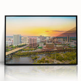 Large abstract wall art featuring vibrant, swirling colors on a framed acrylic, ideal for modern living room decor.