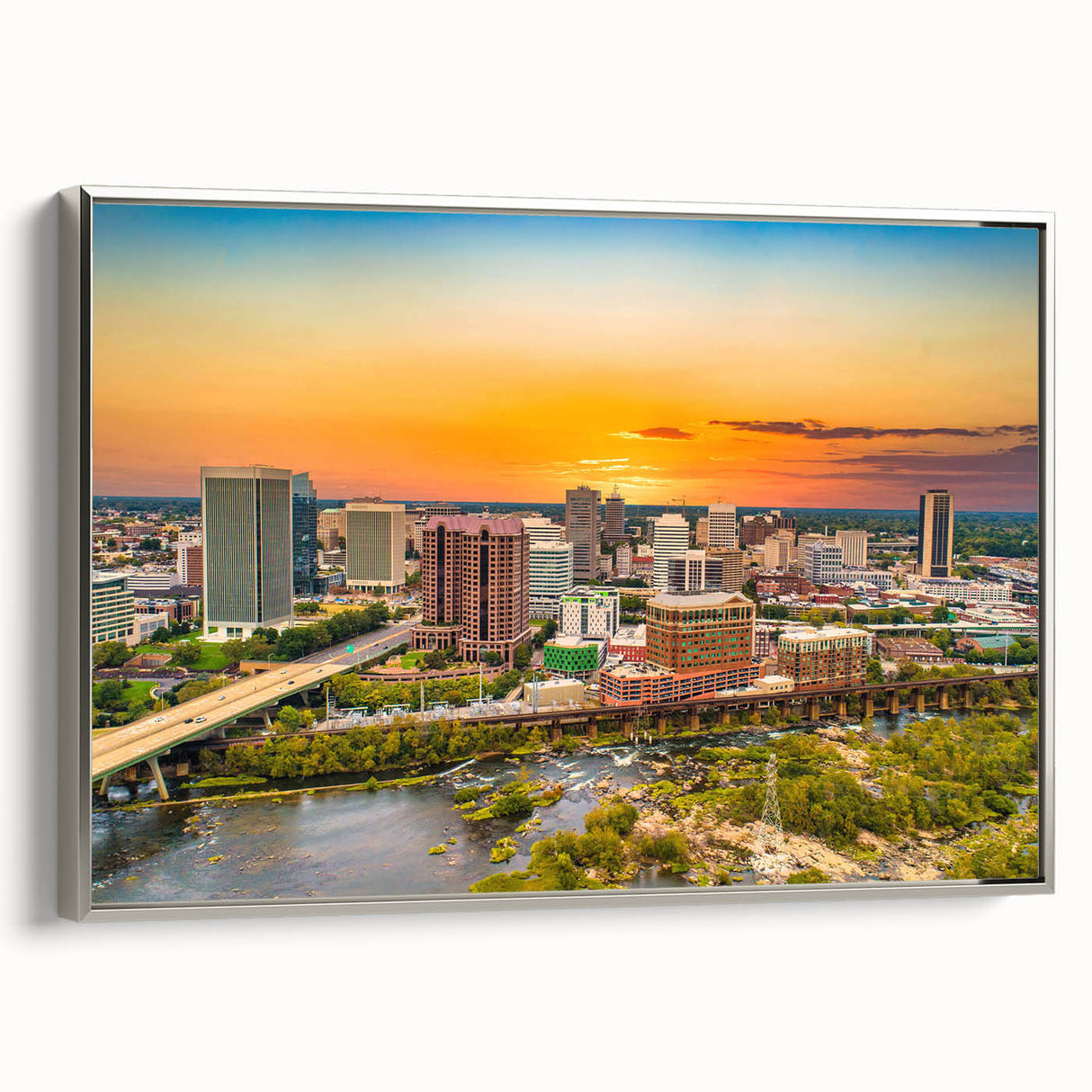 Vintage poster art depicting a colorful Virginia scenery on a large framed canvas, suitable for living room decor.