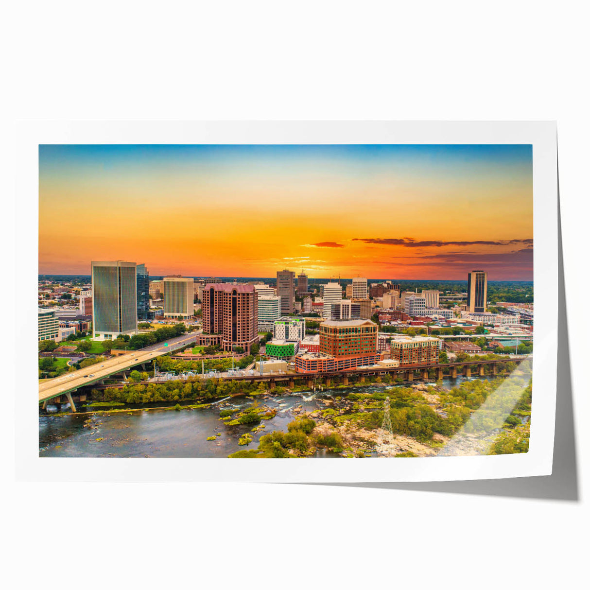 Extra large rolled print of Virginia scenery with vibrant green and floral elements, ideal for art wall dining room.