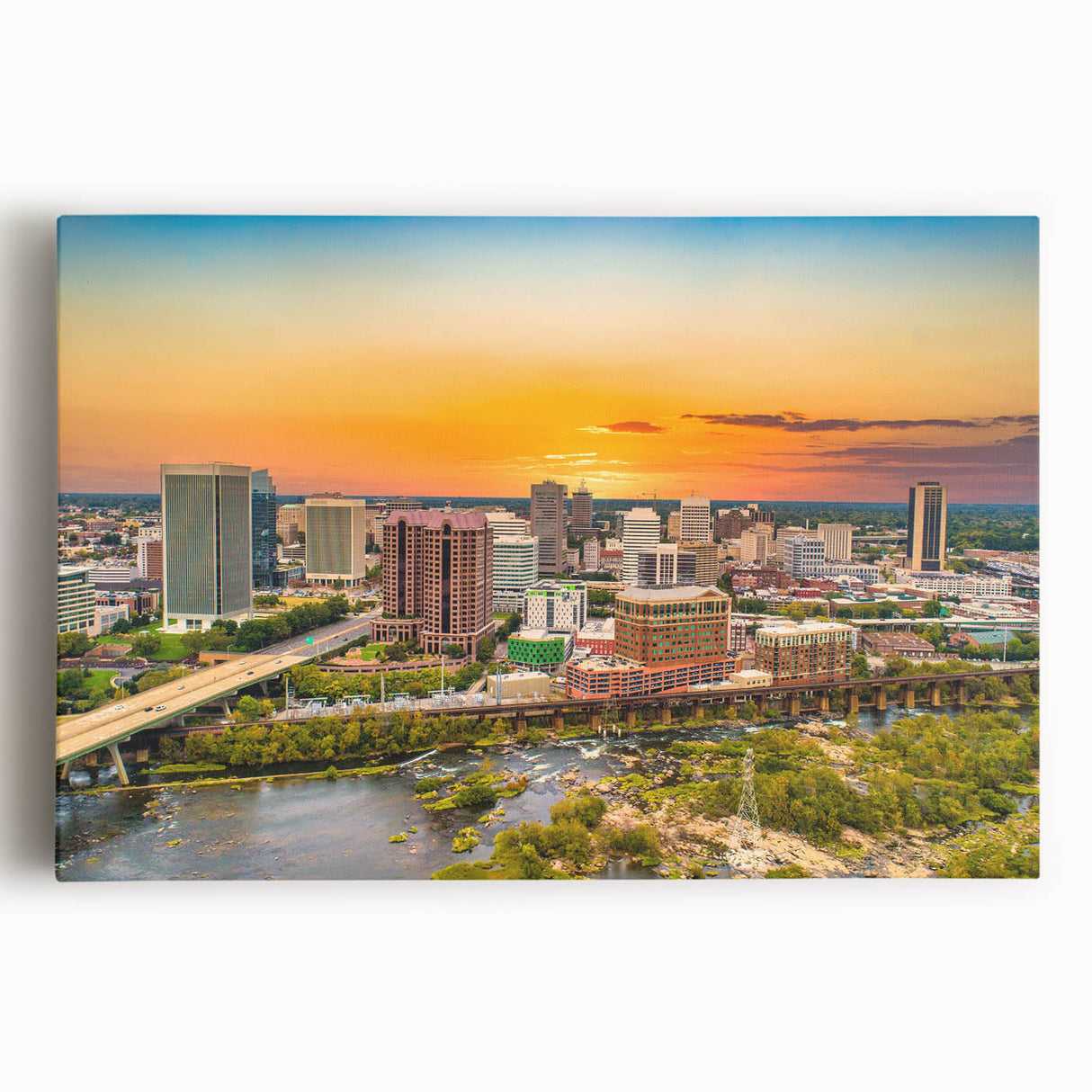 Large black and white stretched canvas of Virginia scenery, ideal for kitchen wall art.