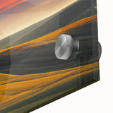 Large abstract wall art depicting the Palouse hills in Washington, in muted earth tones on acrylic glass.
