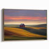 Framed canvas depicting a vintage-style landscape of the Palouse region, with muted greens and golds.