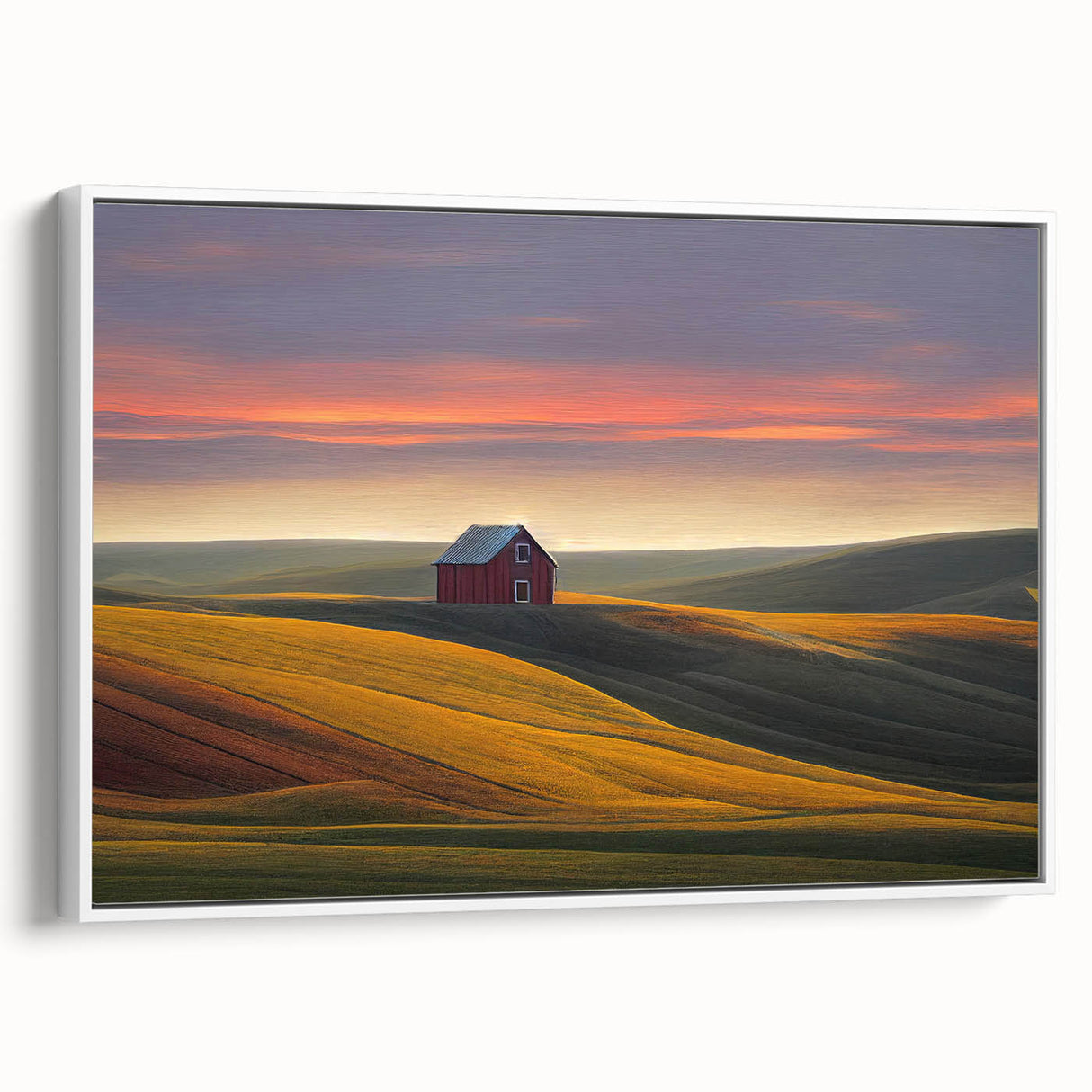 Vintage poster art of Palouse, Washington on a framed canvas with a blend of colorful and black tones.