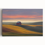 Black and white photograph of the Palouse fields on a stretched canvas, ideal for kitchen wall art.