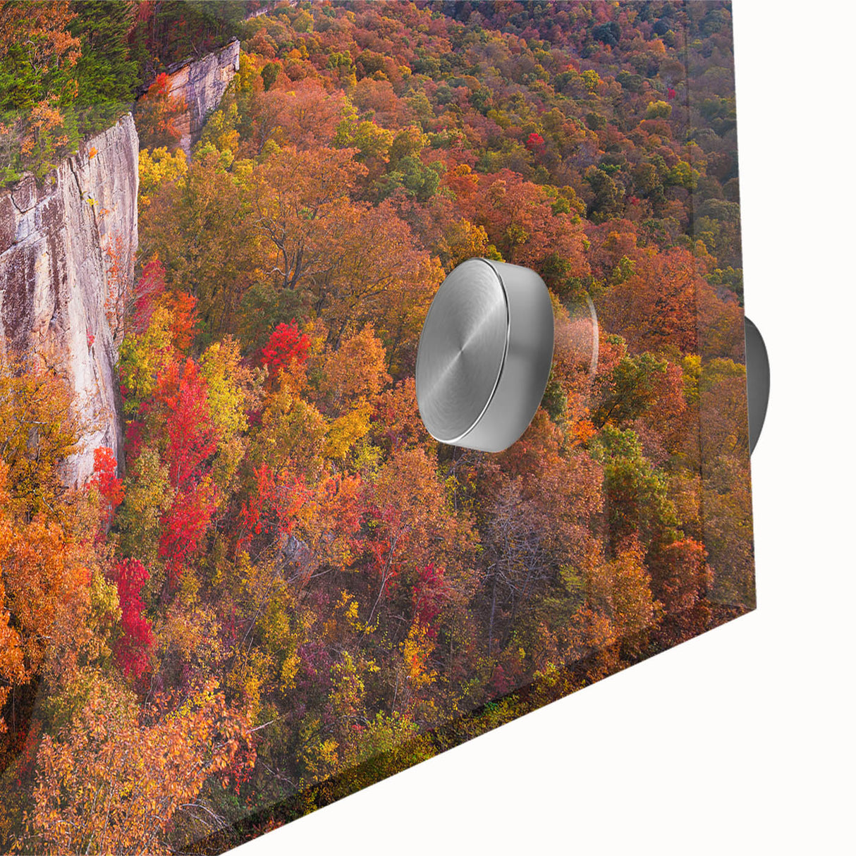 Large abstract wall art depicting West Virginia scenery in muted earth tones on acrylic glass.
