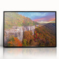 Large abstract wall art depicting West Virginia scenery in muted earth tones on a framed acrylic.