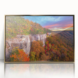 Mid-century modernist art depicting the West Virginia landscape in acrylic, framed in gold, suitable for nursery wall decor.
