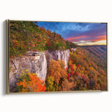 Framed canvas depicting a vintage-style West Virginia landscape in muted earth tones, ideal for bedroom wall art.