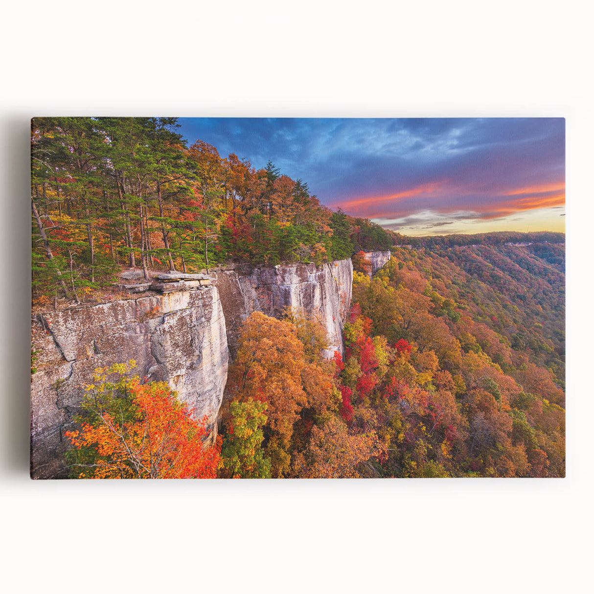 Black and white photograph of West Virginia scenery on stretched canvas, suitable for kitchen wall art.