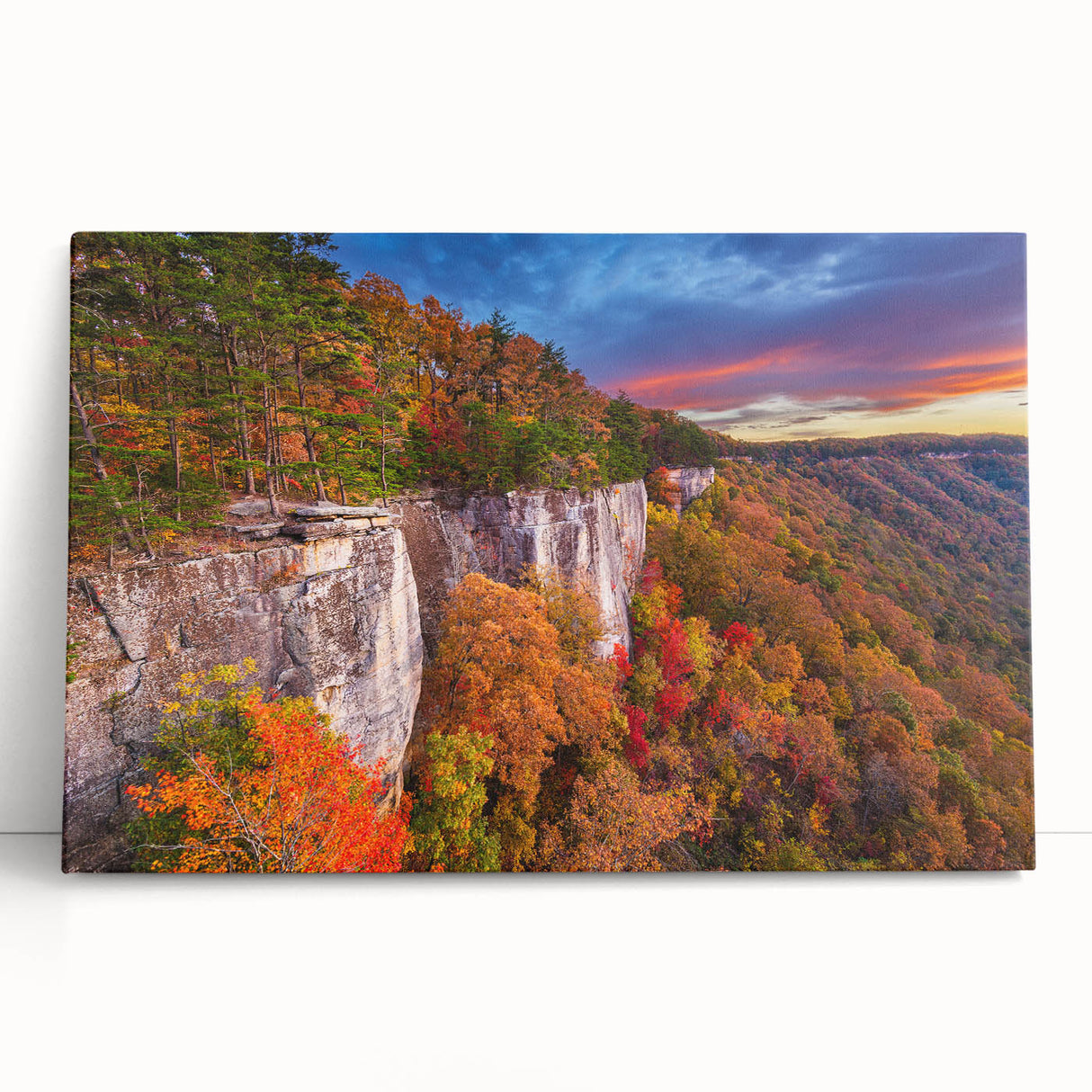 Black and white photograph of West Virginia scenery on stretched canvas, ideal for kitchen wall art or bedroom ambiance.