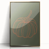 Mid-century modernist large art print of an abstract fall scene in gold tones, framed acrylic, ideal for nursery wall decor.