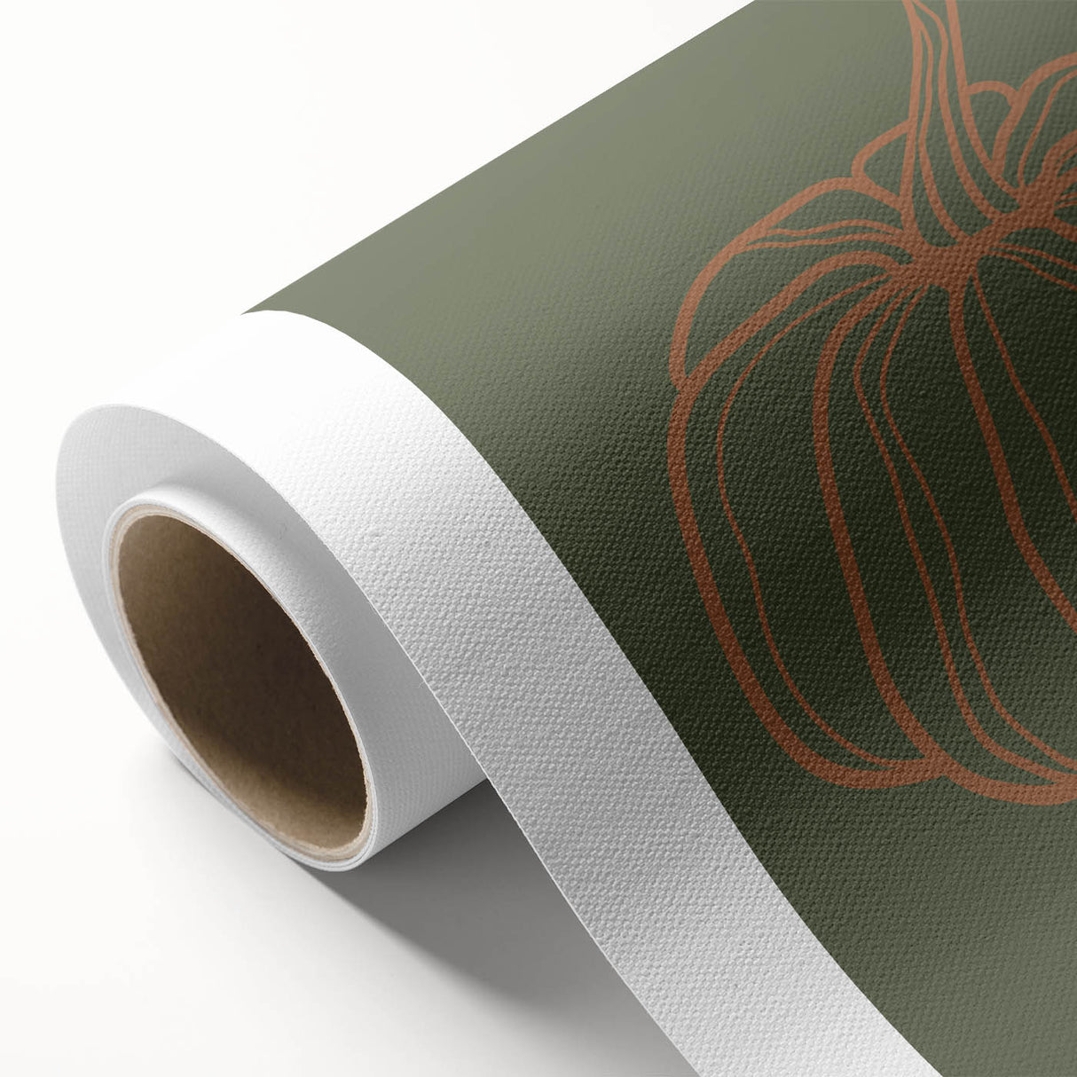 Art deco poster of autumnal trees in orange and brown tones on rolled canvas, suitable for nursery wall decor.