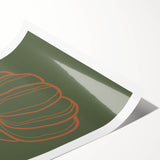Extra large wall art featuring line art flowers in muted autumn colors on rolled canvas.