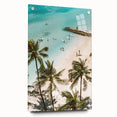 Large abstract wall art on acrylic glass featuring swirling blue and white patterns.