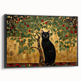 Framed abstract floral wall art on a black canvas, showcasing vibrant colors and intricate designs, perfect for modern home decor. Side view highlights its elegant frame.