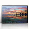 Framed abstract landscape wall art in a sleek black frame, showcasing vibrant colors and dynamic shapes, perfect for modern home decor. Ideal for enhancing living spaces with a touch of artistic flair.