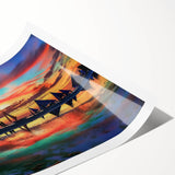 Abstract landscape wall art print showcasing vibrant colors and fluid shapes, rolled for easy transport, ideal for modern home décor. Perfect for adding a touch of artistic flair to any space.