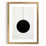 Abstract minimalist wall art framed with a gold mat, showcasing geometric shapes in soft neutral tones. Ideal for modern home decor and art enthusiasts.