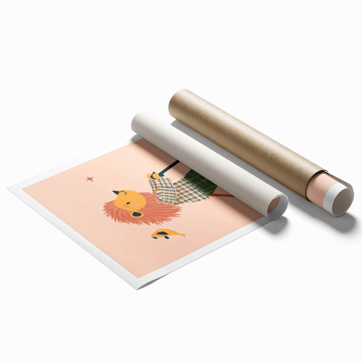 Playroom Wall Art – Trendy Lion on Scooter Illustration Print