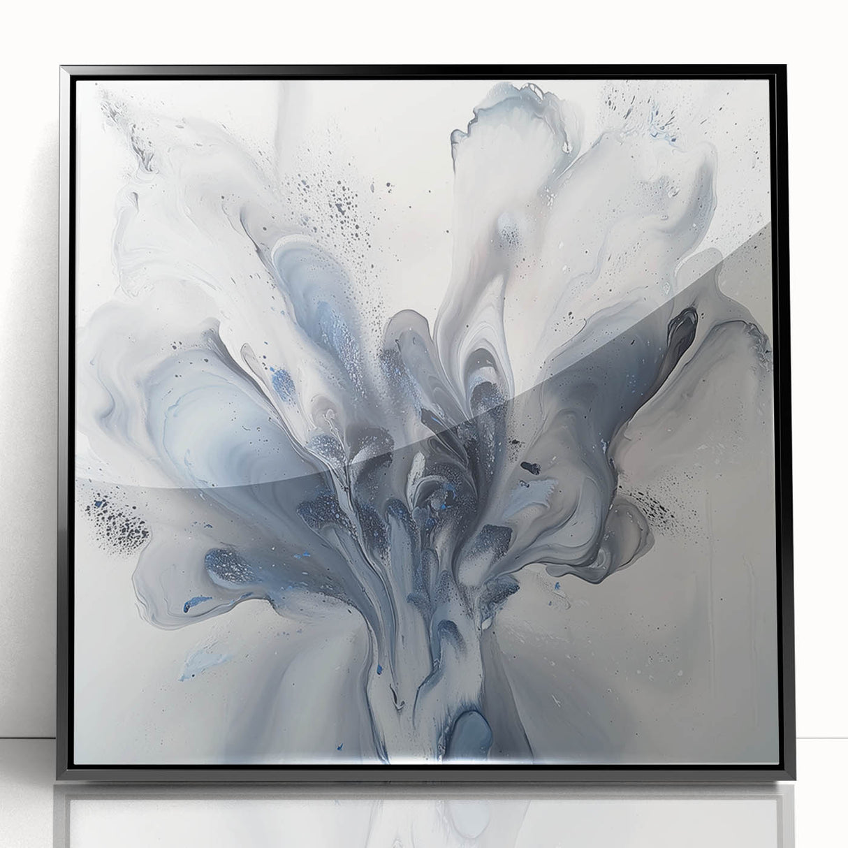 Dining Room Wall Art – Elegant Blue and Gray Abstract Canvas