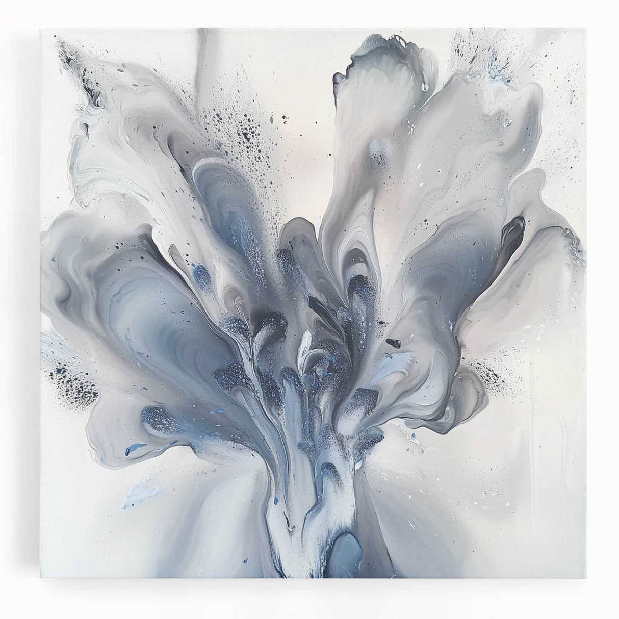 Dining Room Wall Art – Elegant Blue and Gray Abstract Canvas