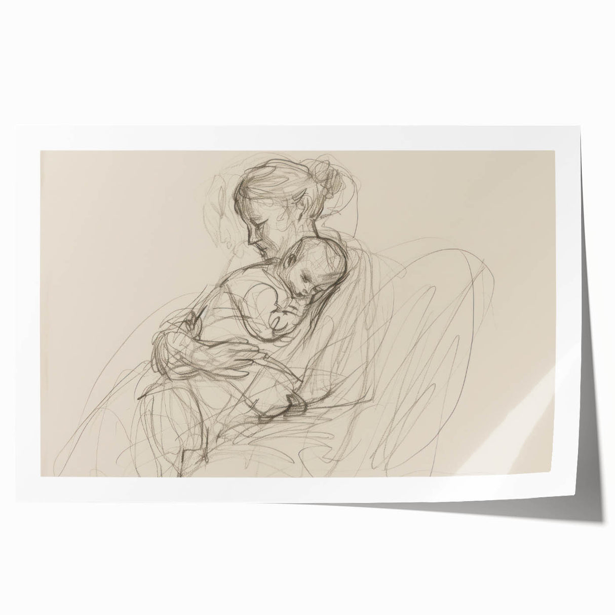 Abstract figurative rolled print showcasing vibrant colors and dynamic shapes, perfect for modern home decor, packaged securely in a durable cardboard tube.
