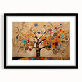 Abstract floral wall art in a black frame with a white mat, showcasing vibrant colors and intricate designs, perfect for modern home decor and aesthetic enhancement.