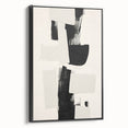 Framed minimalist abstract wall art showcasing dynamic black and white patterns, viewed from the side, ideal for modern home decor and artistic expression.