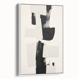 Framed abstract minimalist wall art showcasing a white canvas with subtle texture, perfect for modern decor. Ideal for brightening up living spaces or offices.