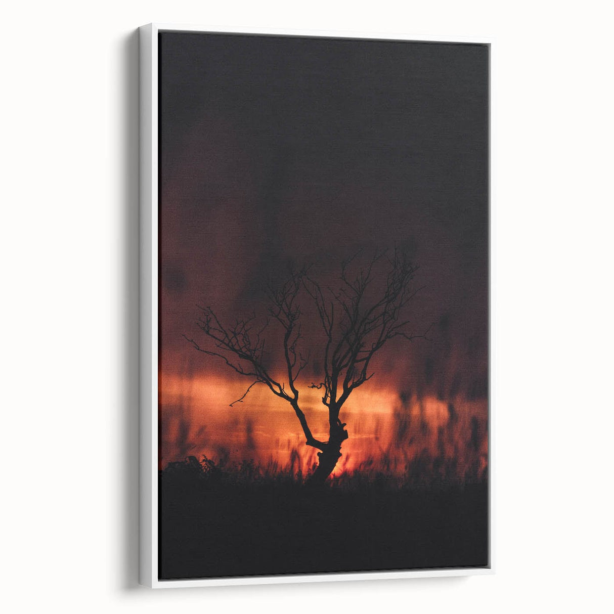 Vintage poster art depicting colorful autumn leaves on a large framed canvas, ideal for living room decor.